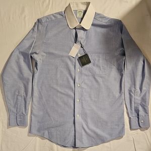 NWT Brooks Brothers Milano Dress Shirt, Non-Iron Contrast Ainsley Collar